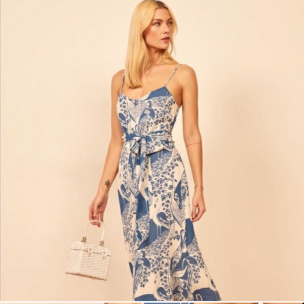 New Reformation dress Avian print women's size 10